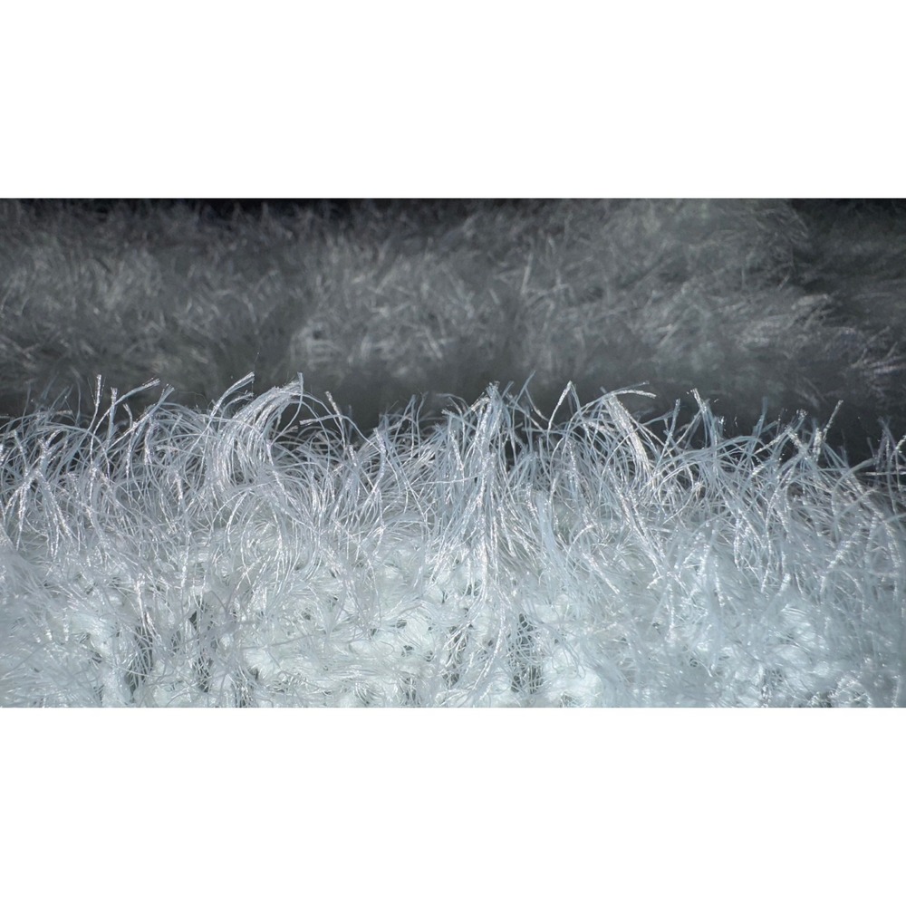 New Light Blue Shaggy Eyelash Knit Striped Open Weave Fuzzy Sweater Women Small - Picture 5 of 8